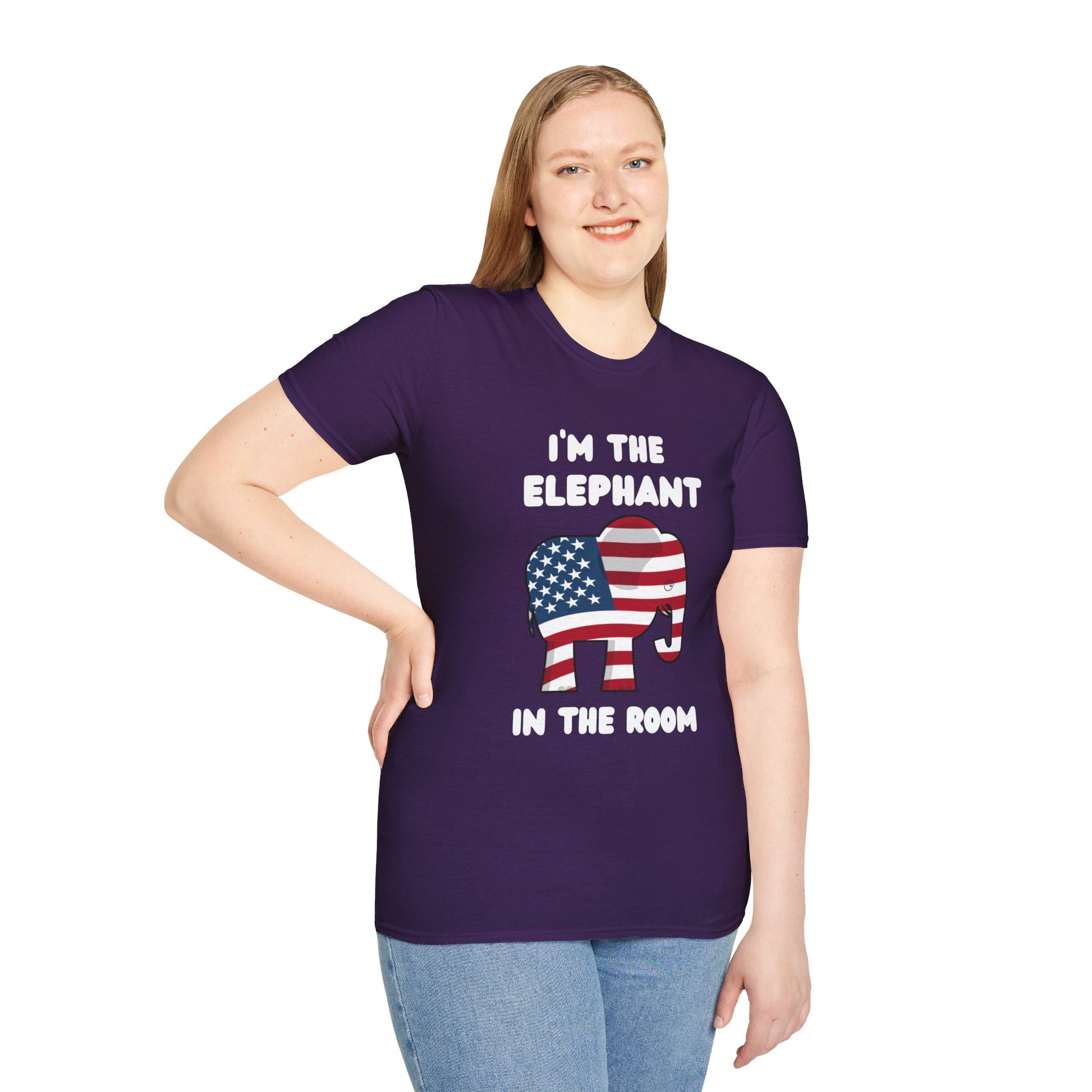 Elephant in Room Cartoon Women's Relaxed/Plus Tshirt (White Logo) - Sweet Baby Jeez Teez
