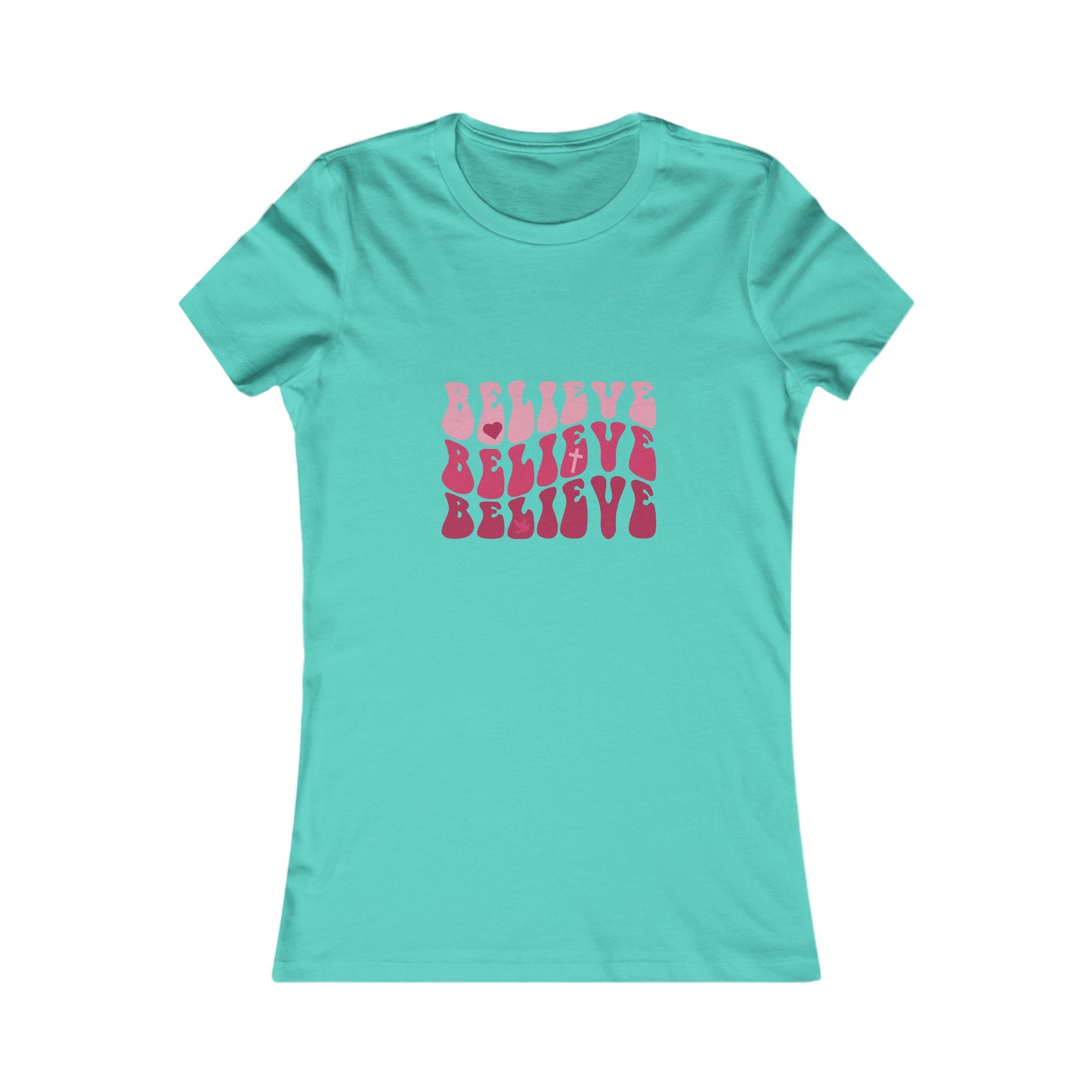 Believe Woman's Tshirt (Pink Logo) - Sweet Baby Jeez Teez