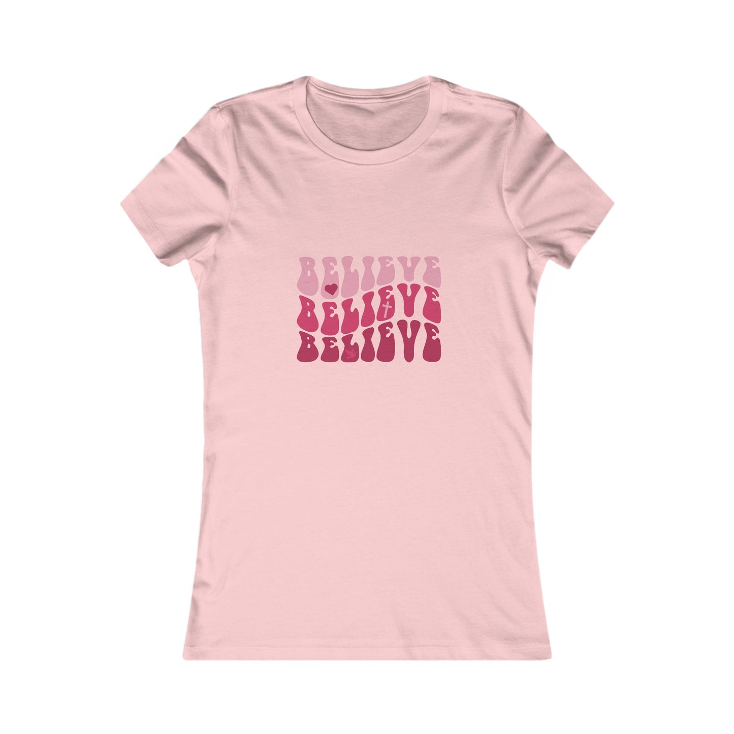 Believe Woman's Tshirt (Pink Logo) - Sweet Baby Jeez Teez