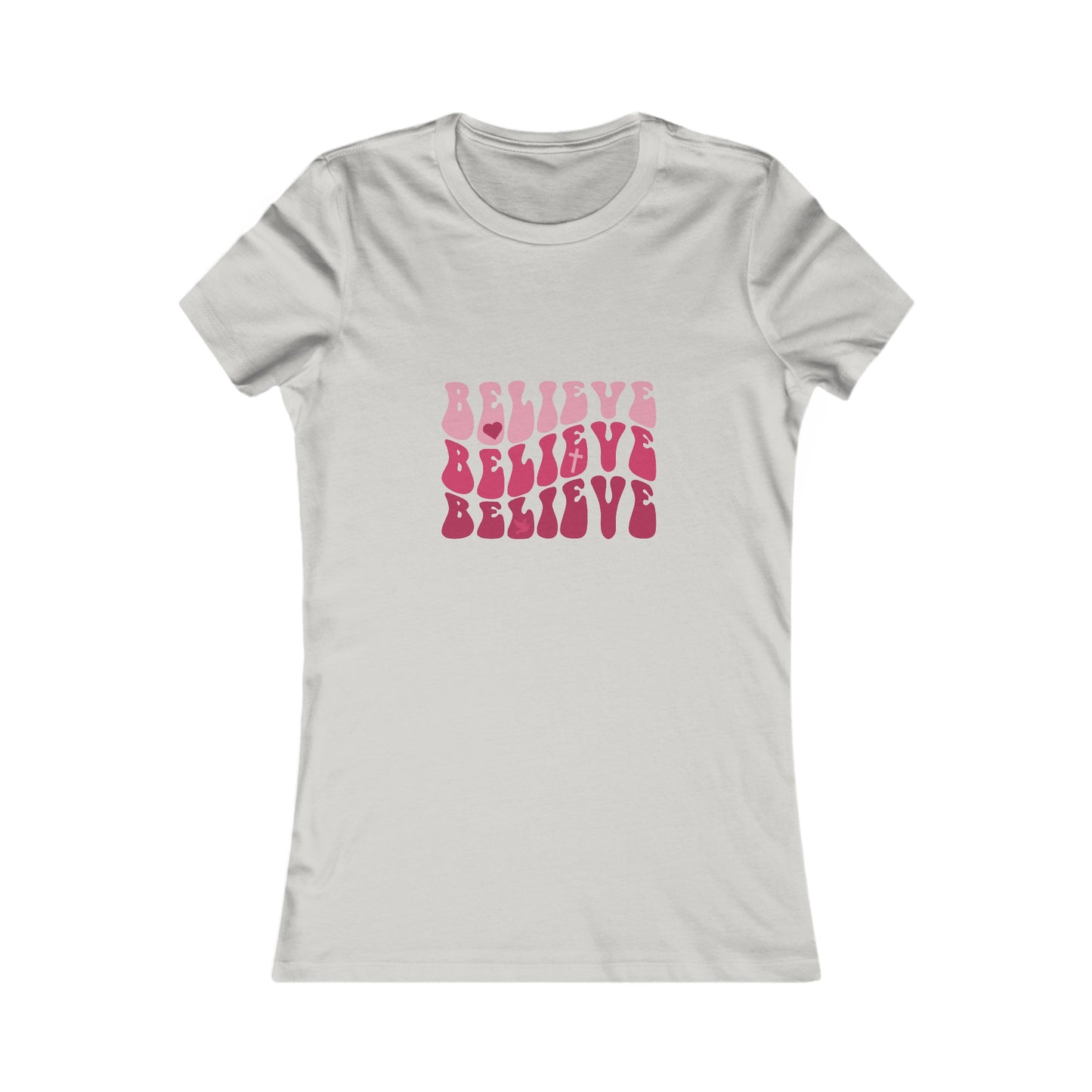 Believe Woman's Tshirt (Pink Logo) - Sweet Baby Jeez Teez