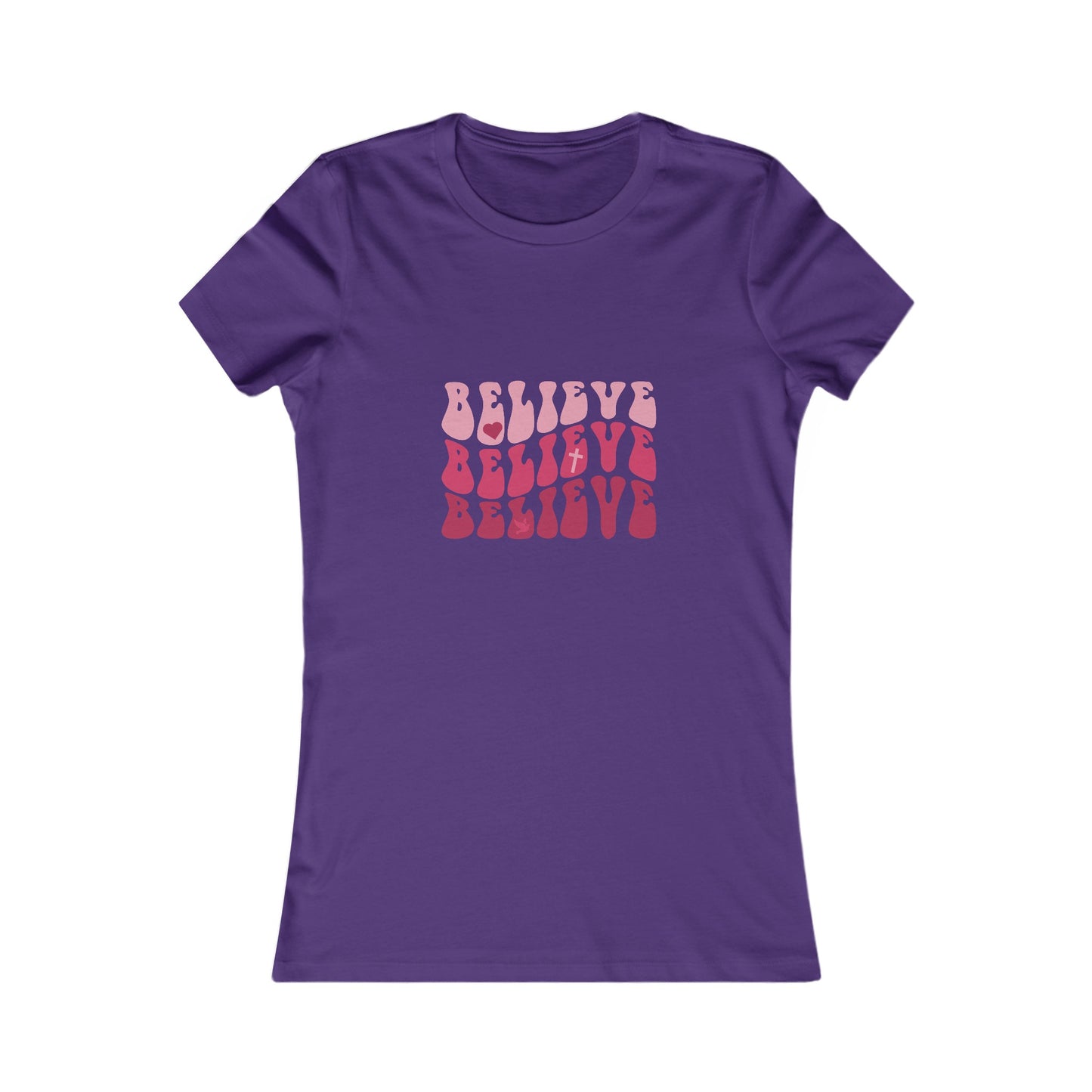 Believe Woman's Tshirt (Pink Logo) - Sweet Baby Jeez Teez