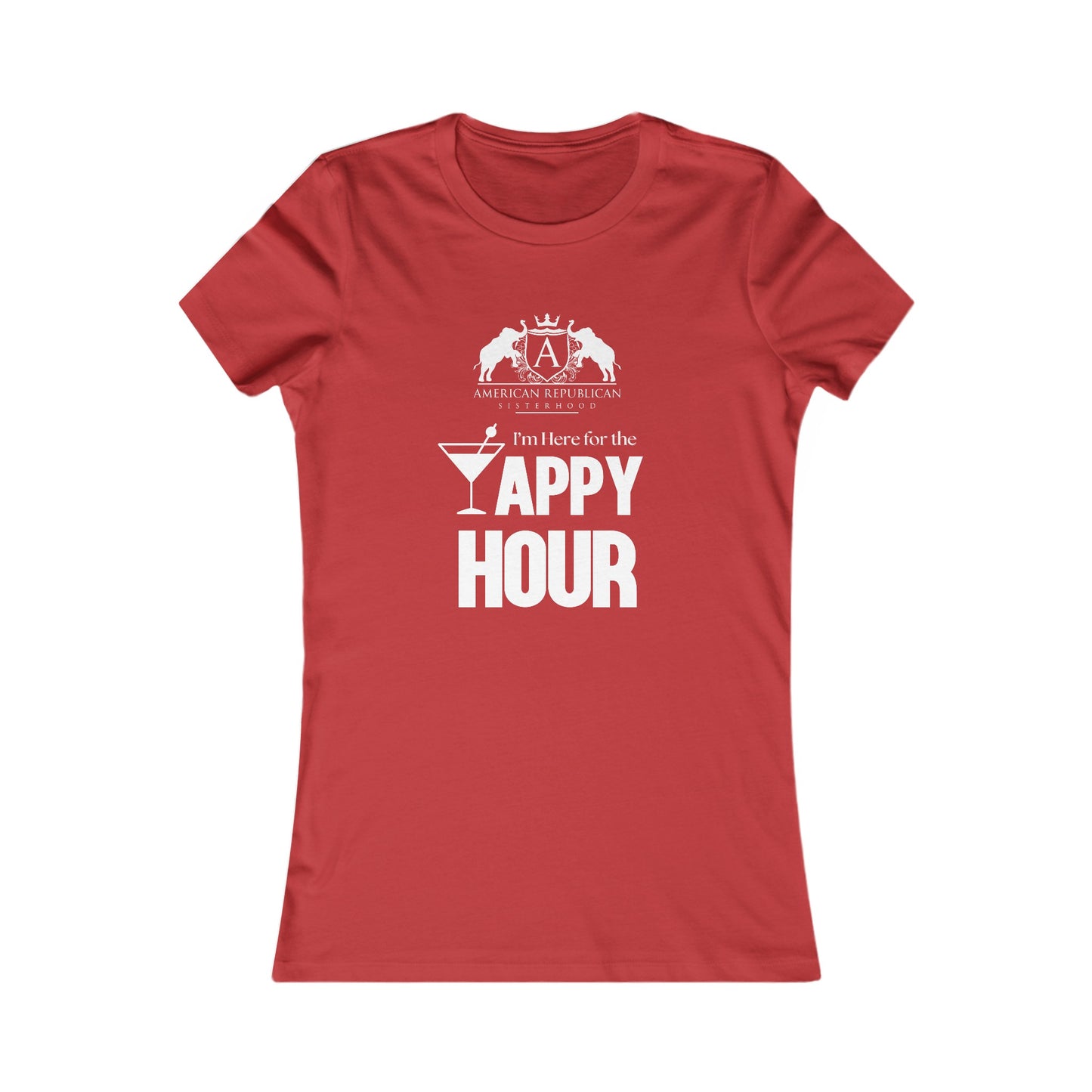 Here for the Yappy Hour Women's Fitted Tshirt (ARS - White Logo) - Sweet Baby Jeez Teez