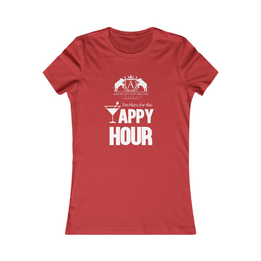 Here for the Yappy Hour Women's Fitted Tshirt (ARS - White Logo) - Sweet Baby Jeez Teez
