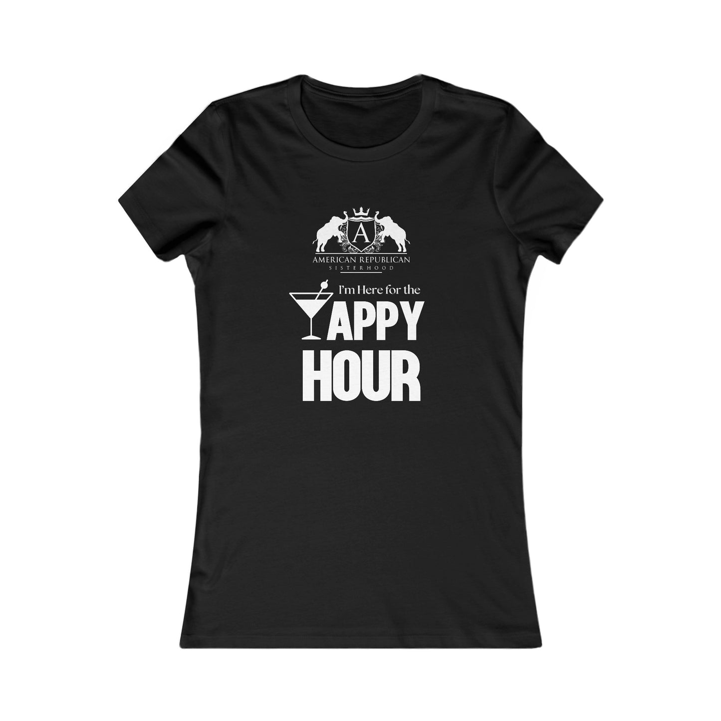 Here for the Yappy Hour Women's Fitted Tshirt (ARS - White Logo) - Sweet Baby Jeez Teez