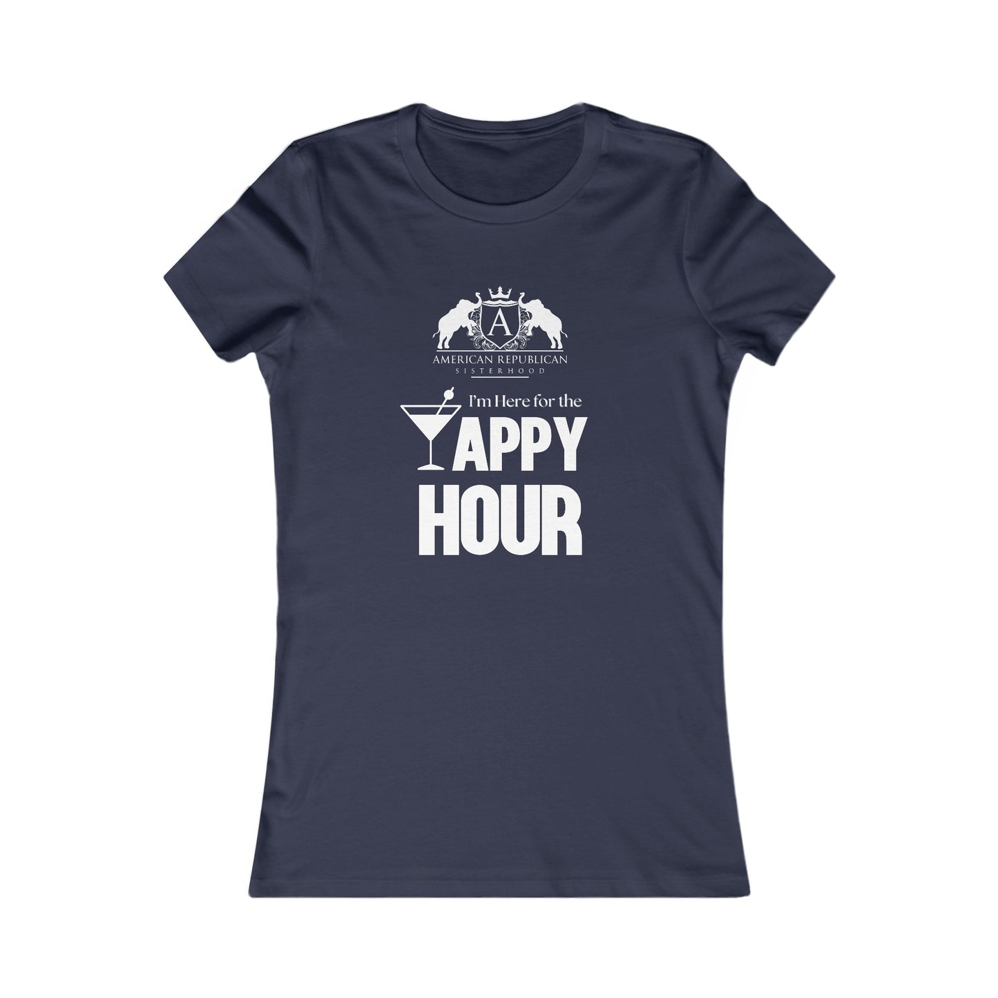 Here for the Yappy Hour Women's Fitted Tshirt (ARS - White Logo) - Sweet Baby Jeez Teez