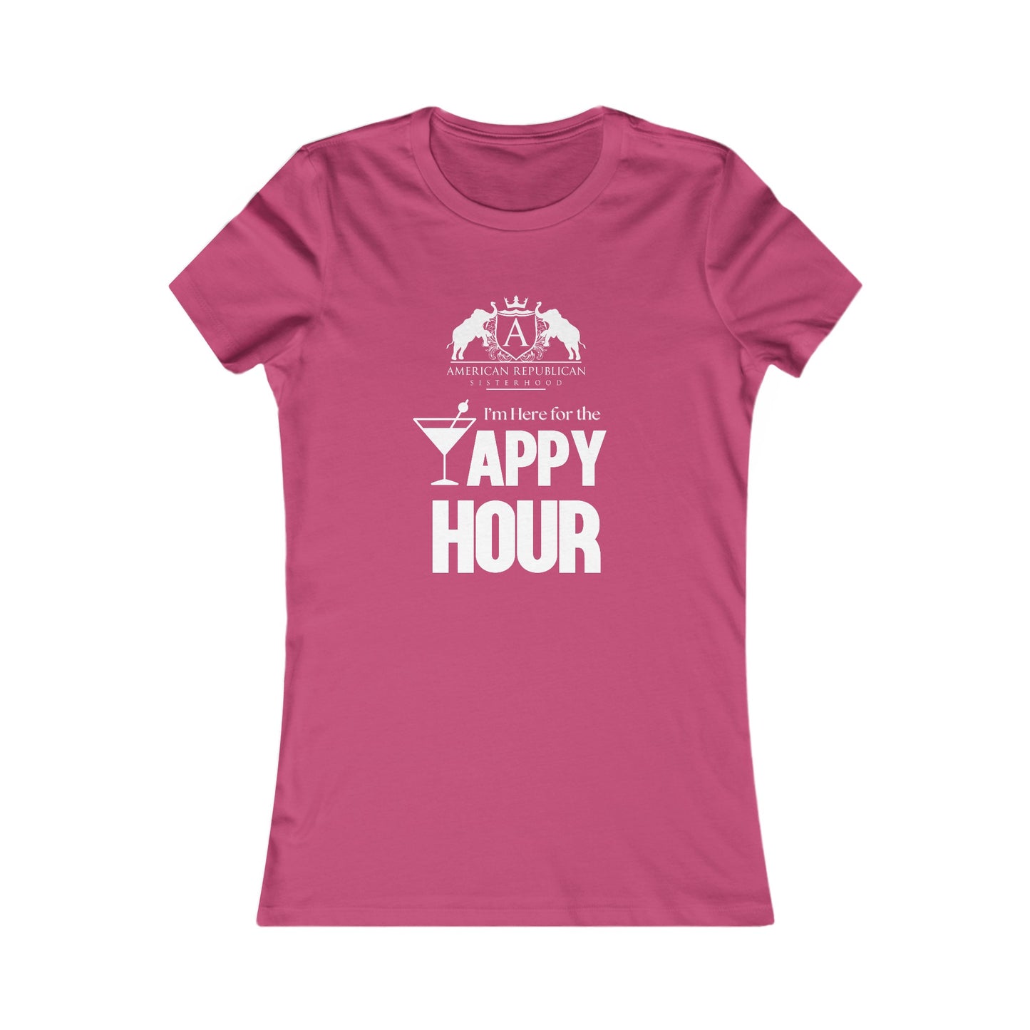 Here for the Yappy Hour Women's Fitted Tshirt (ARS - White Logo) - Sweet Baby Jeez Teez