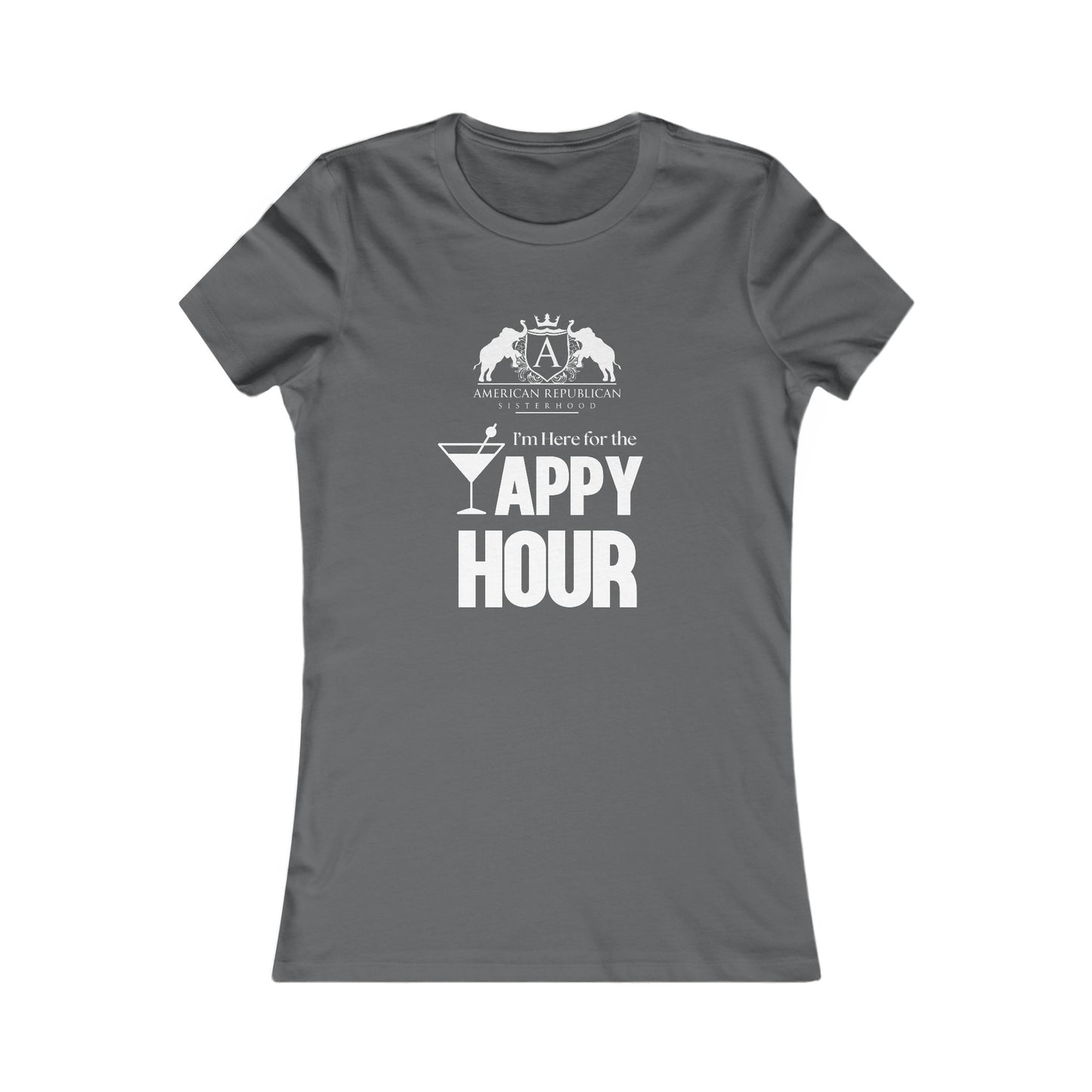 Here for the Yappy Hour Women's Fitted Tshirt (ARS - White Logo) - Sweet Baby Jeez Teez