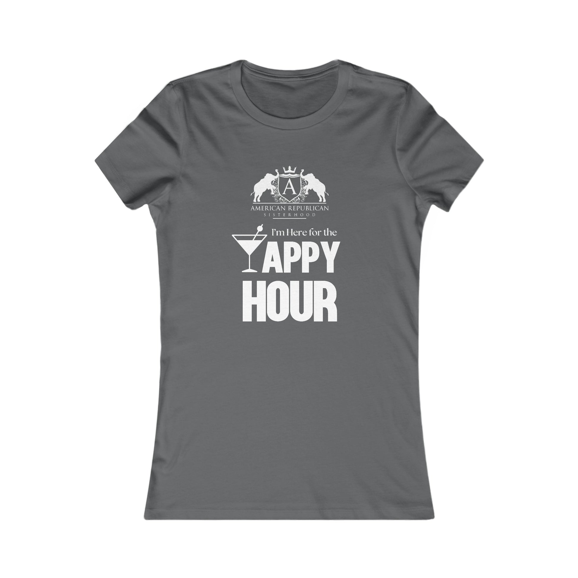 Here for the Yappy Hour Women's Fitted Tshirt (ARS - White Logo) - Sweet Baby Jeez Teez