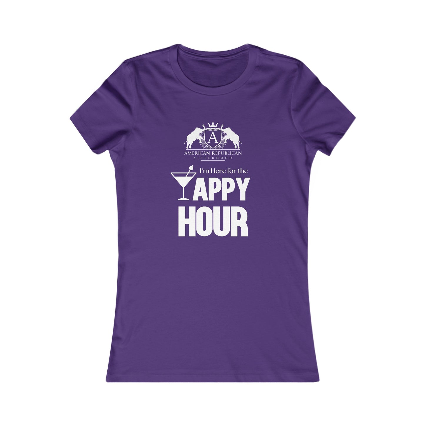Here for the Yappy Hour Women's Fitted Tshirt (ARS - White Logo) - Sweet Baby Jeez Teez