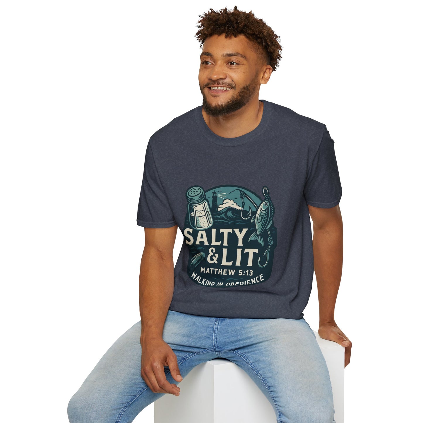 'Salty & Lit" Matthew 5:13 Bible Verse Christian Softstyle Tshirt