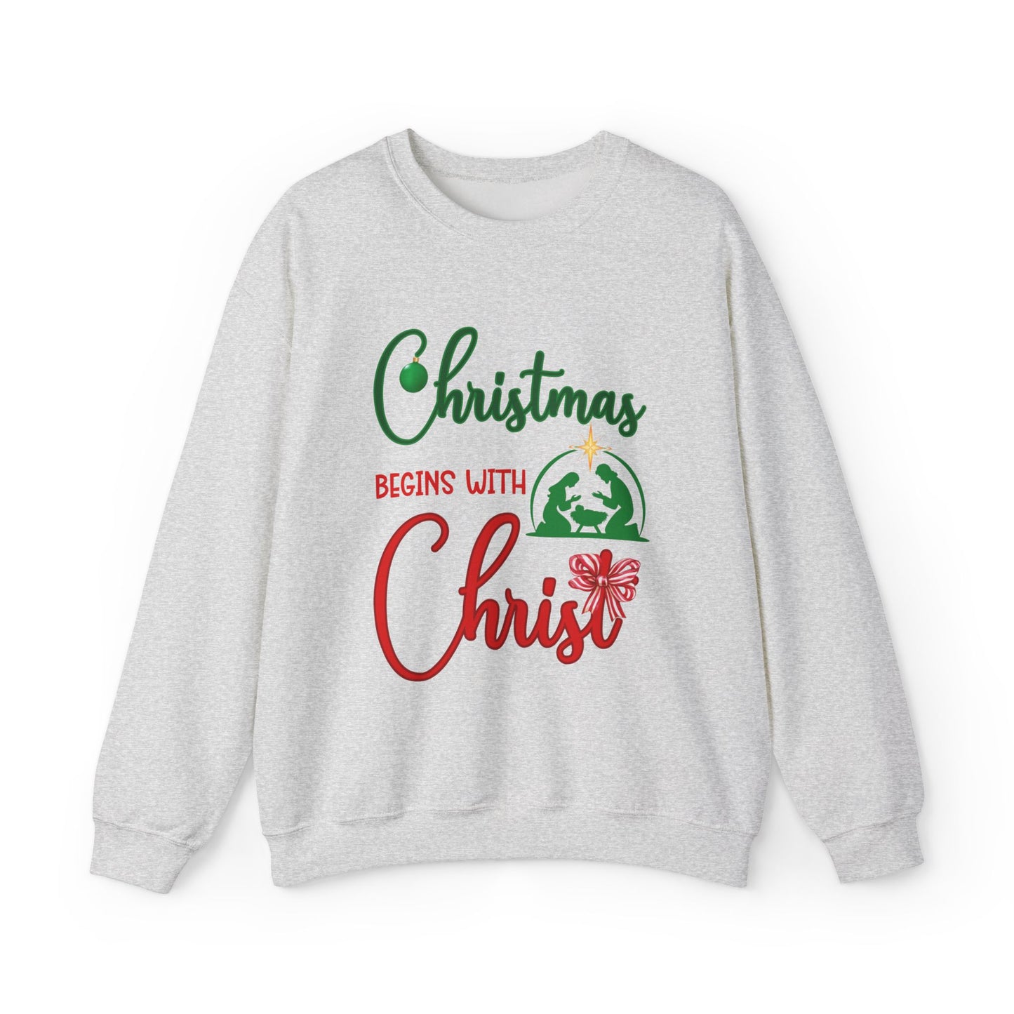 Christmas Begins with Christ Heavy Unisex Sweatshirt - Sweet Baby Jeez Teez
