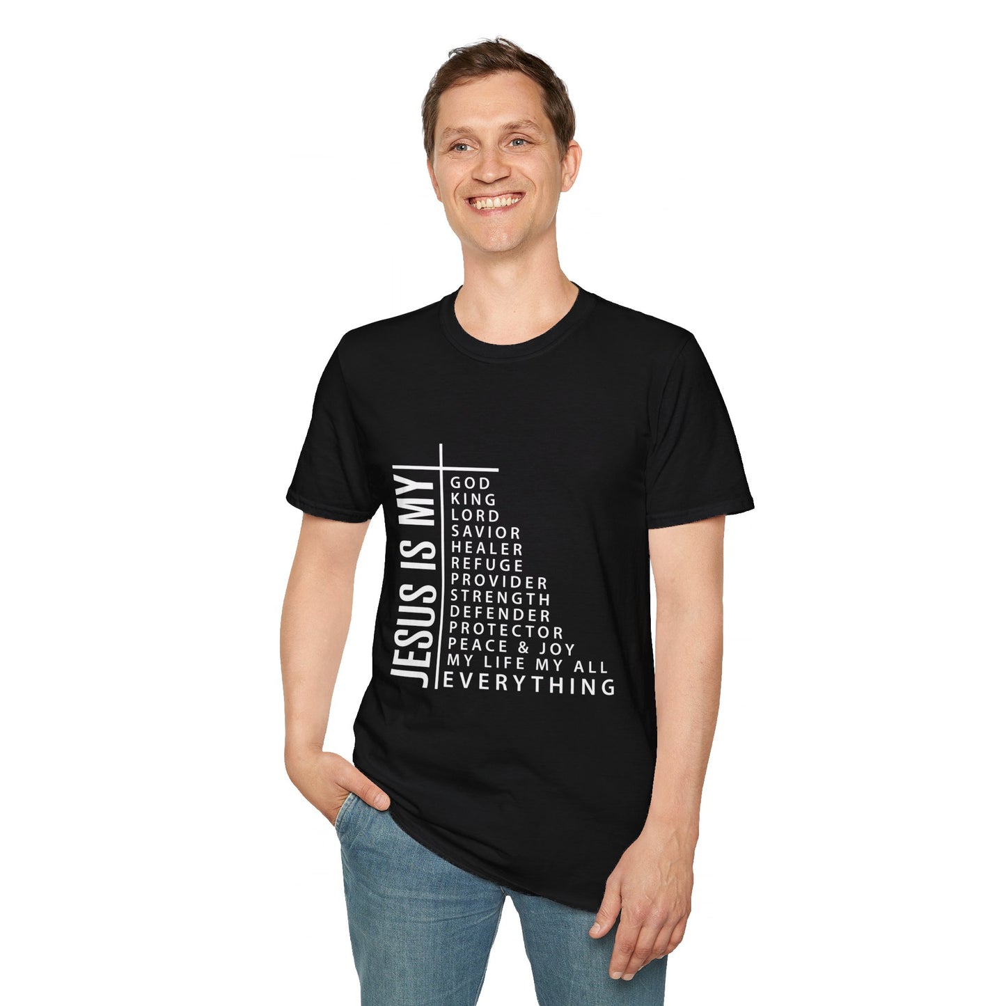 Jesus is My Men's Tshirt (White Logo) - Sweet Baby Jeez Teez