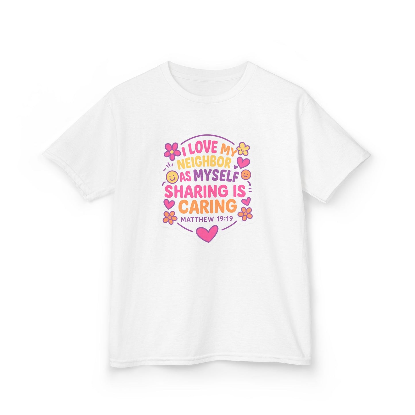 "Love My Neighbor" Sharing is Caring Christian Girl's Bible Verse Tshirt