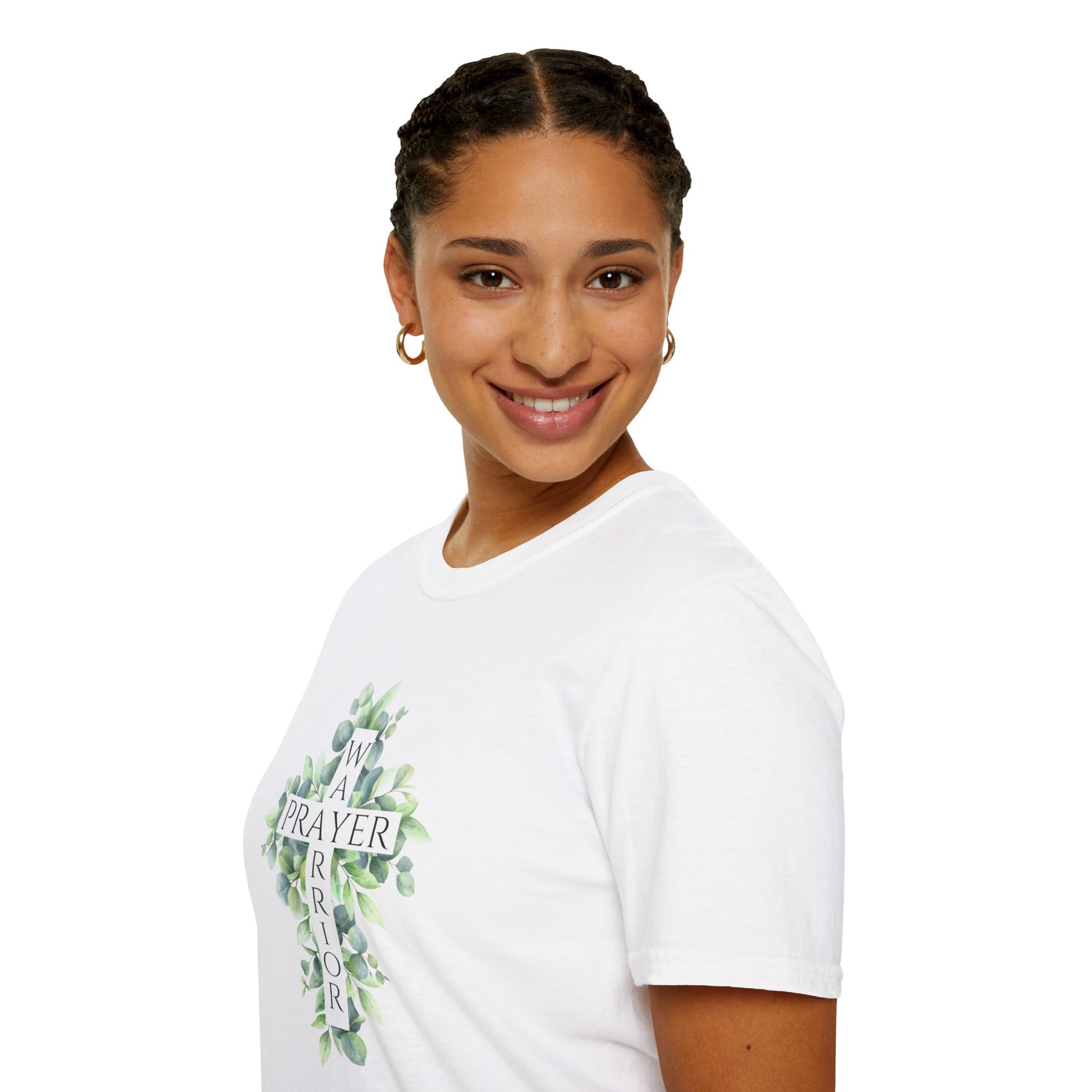 Prayer Warrior Women's Relaxed/Plus Tshirt (Leaves Logo) - Sweet Baby Jeez Teez