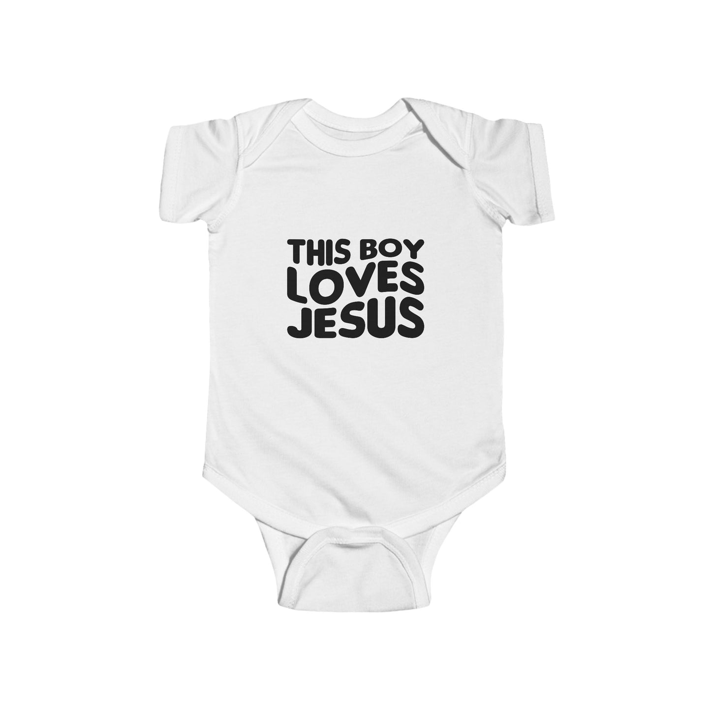 This Boy Loves Jesus Baby Onsie - Sweet Baby Jeez Teez