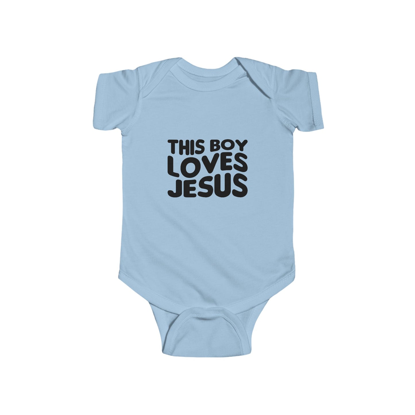 This Boy Loves Jesus Baby Onsie - Sweet Baby Jeez Teez