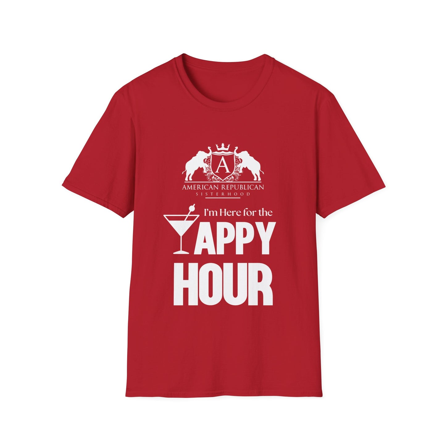 Here for the Yappy Hour Women's Unisex/Relaxed Tshirt (ARS-White Logo) - Sweet Baby Jeez Teez
