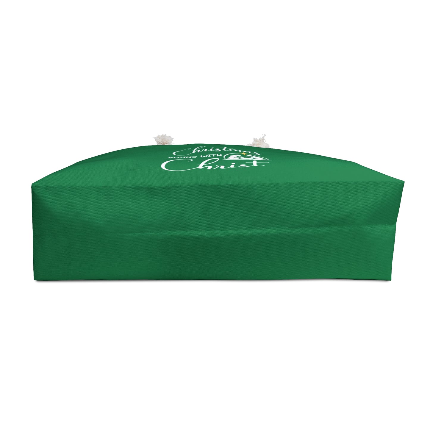 Christmas Begins with Christ Green Weekender Bag (White/Gold Logo)
