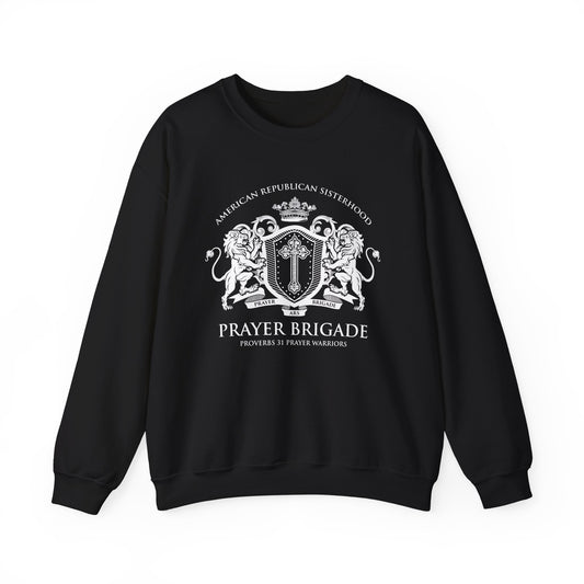 Prayer Brigade Relaxed Sweatshirt - Scripture Inspired Design (White Logo)