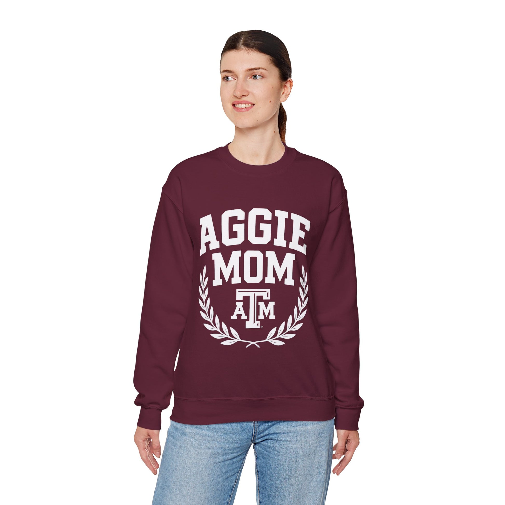 Aggie Mom Texas A&M Cozy Women's Crewneck Sweatshirt - Sweet Baby Jeez Teez