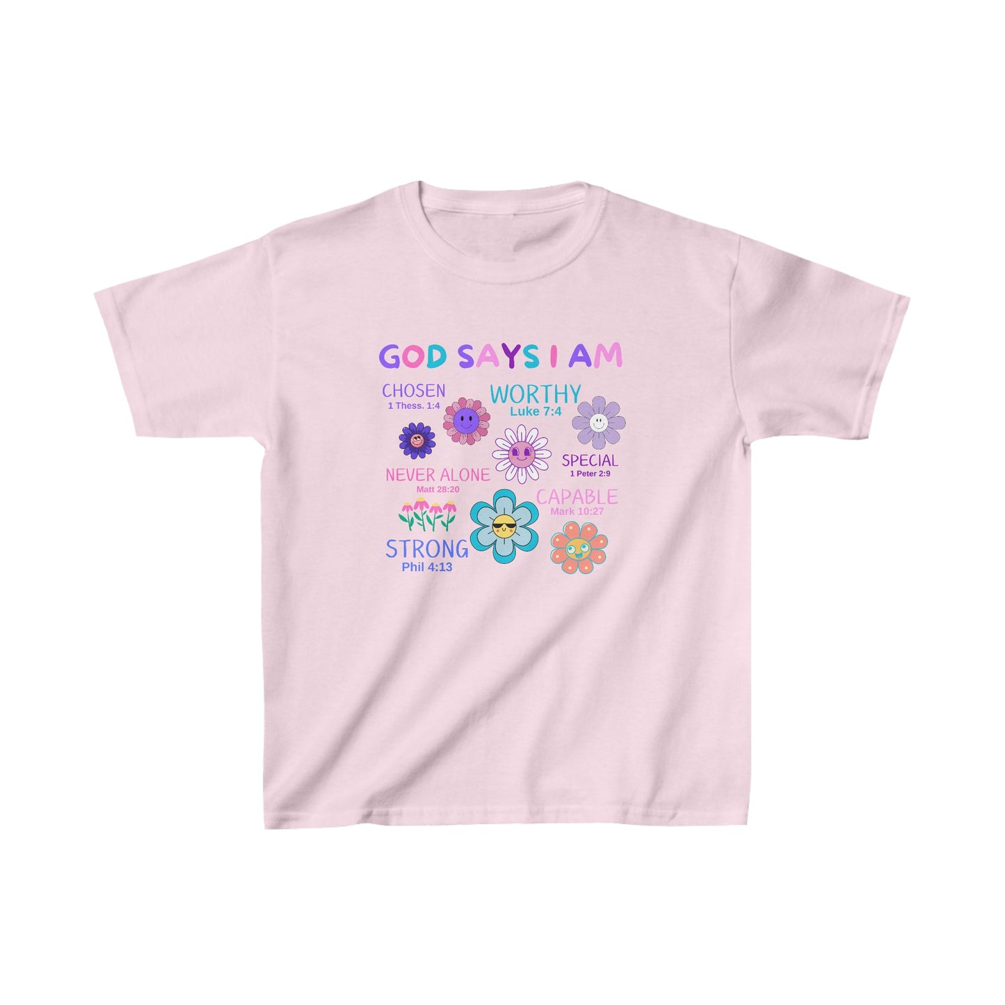 God Says I am Girls Tshirt (Flower Logo) - Sweet Baby Jeez Teez