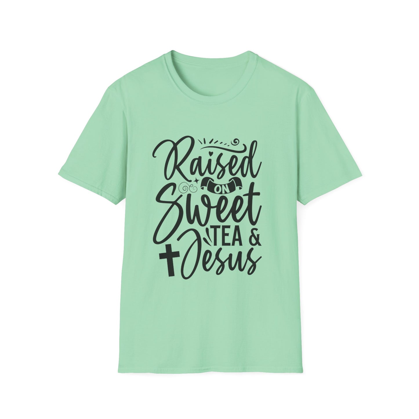 Sweet Tea and Jesus Women's Relaxed/Plus Tshirt (Black Logo) - Sweet Baby Jeez Teez