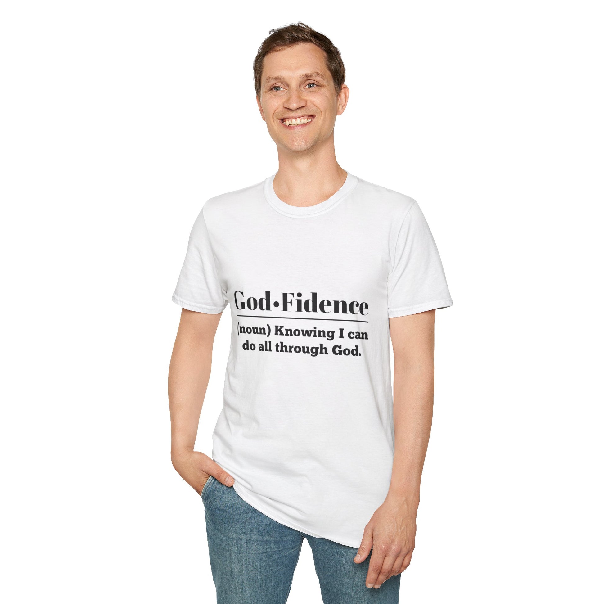God-Fidence Men's Tshirt (Black Logo) - Sweet Baby Jeez Teez