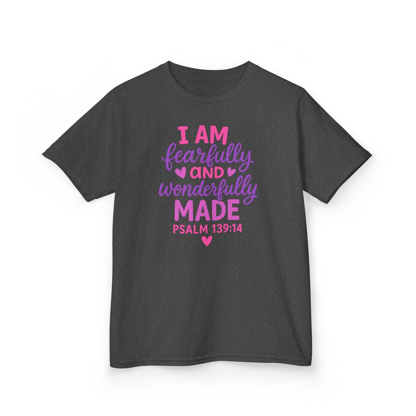 "Wonderfully Made" Christian Bible Verse Girls Tshirt