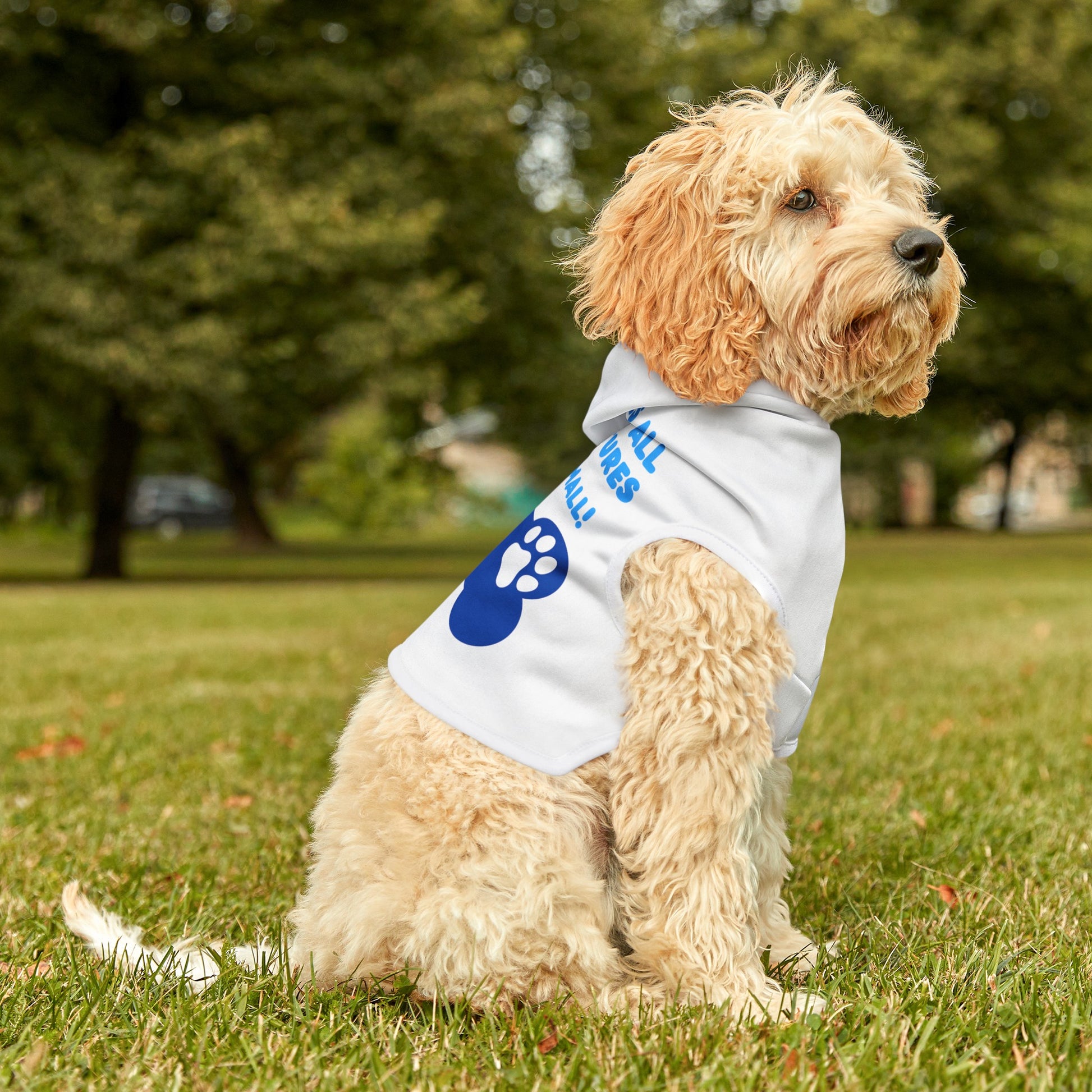 God Loves All Doggo Hoodie (Blue Logo) - Sweet Baby Jeez Teez