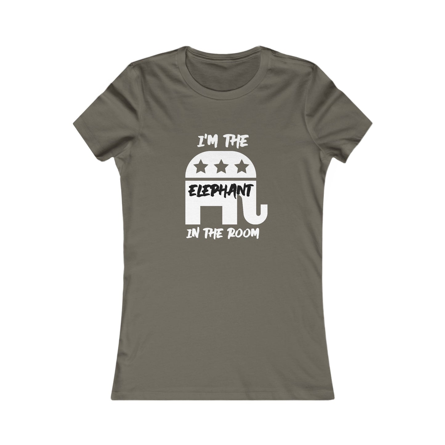 Elephant Women's Fitted Tshirt (White/Black Logo) - Sweet Baby Jeez Teez