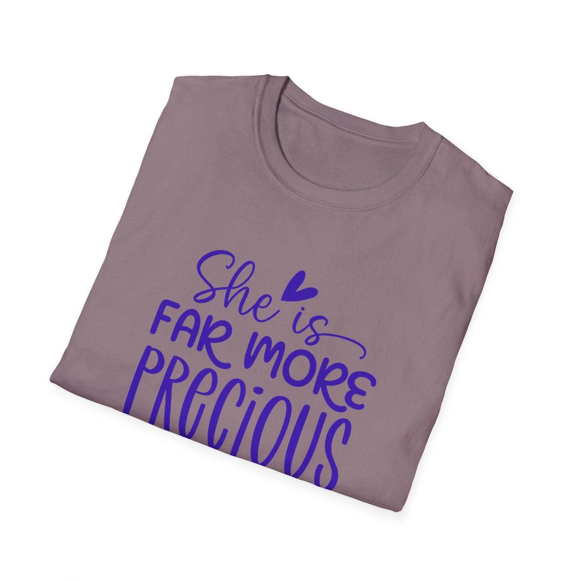 Far More Precious Women's Relaxed/Plus Tshirt (Cobalt Logo) - Sweet Baby Jeez Teez