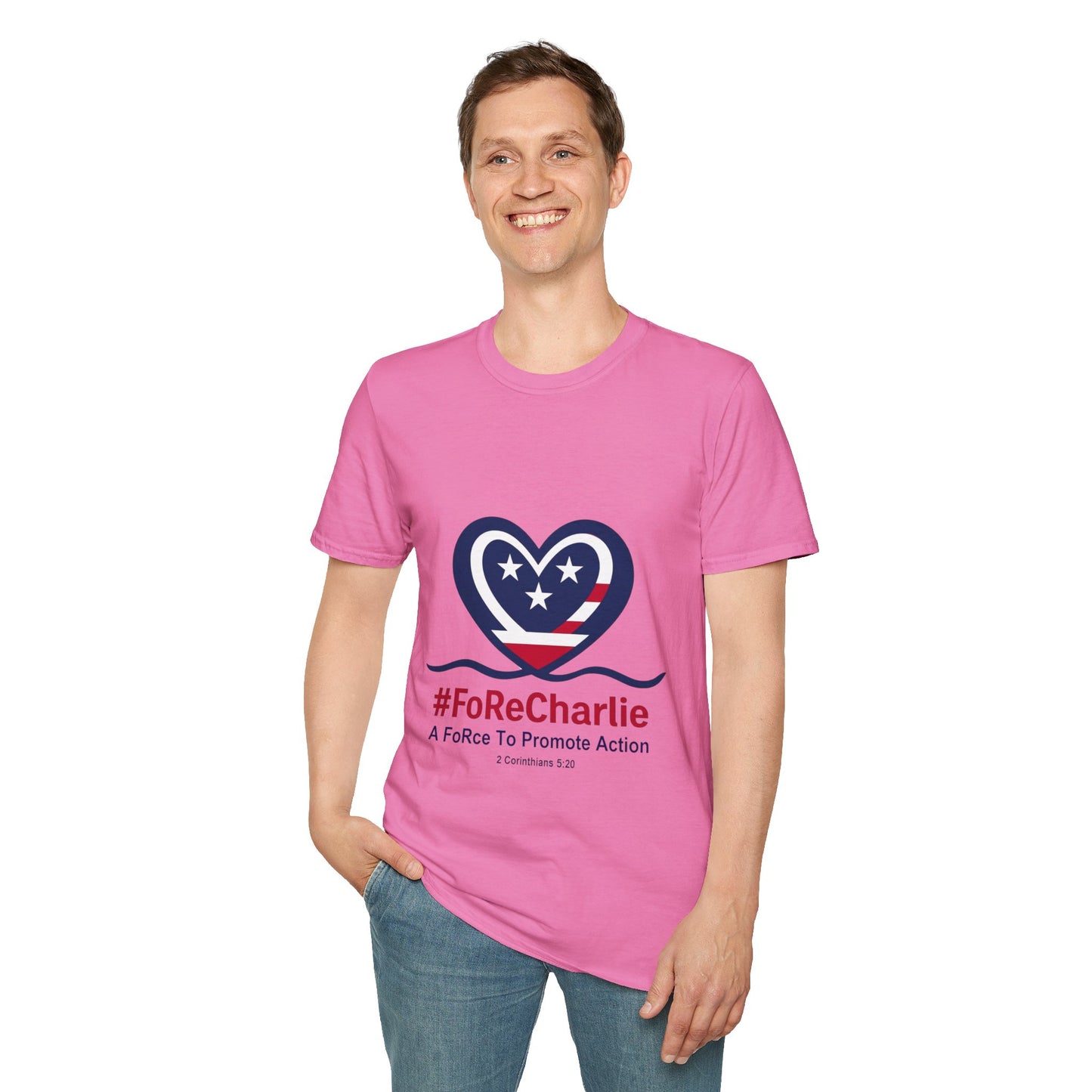 "FoRe Charlie" Ambassador Pageant Memorial Tshirt of Charlie Kirk (Heart Logo)