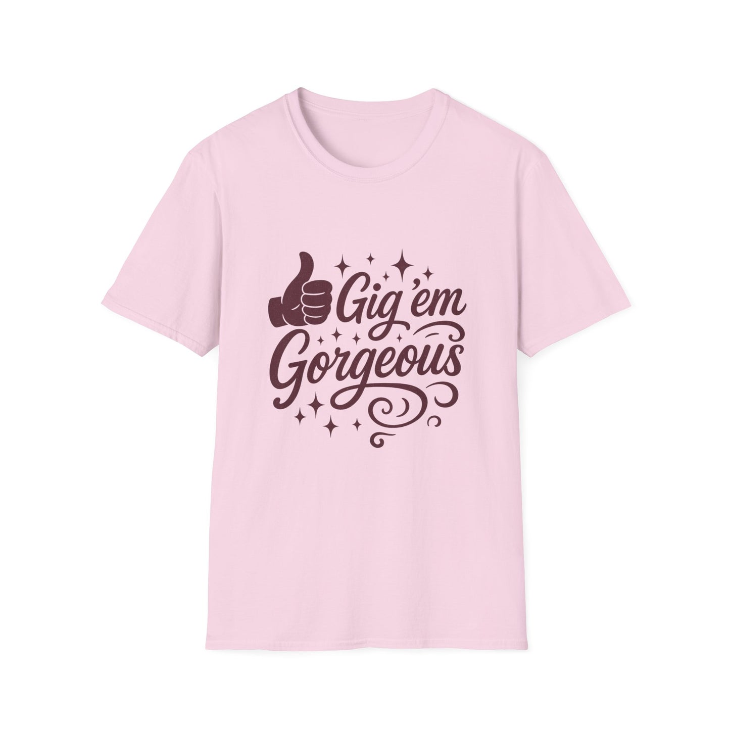 Gig 'em Gorgeous Unisex Softstyle T-Shirt Texas A&M Apparel - Sweet Baby Jeez Teez