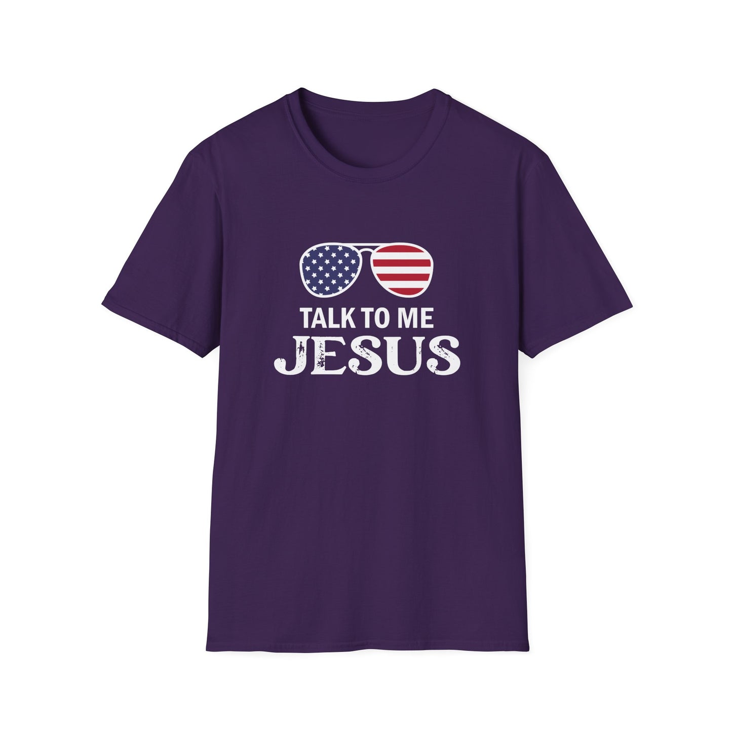 Patriotic "Talk to Me Jesus" Christian Softstyle Tshirt