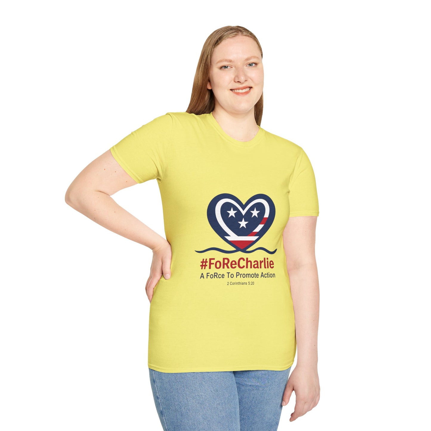 "FoRe Charlie" Ambassador Pageant Memorial Tshirt of Charlie Kirk (Heart Logo)