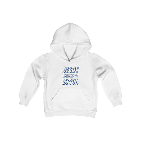 Jesus Saves Bruh Boys Hoodie (Blue Logo) - Sweet Baby Jeez Teez