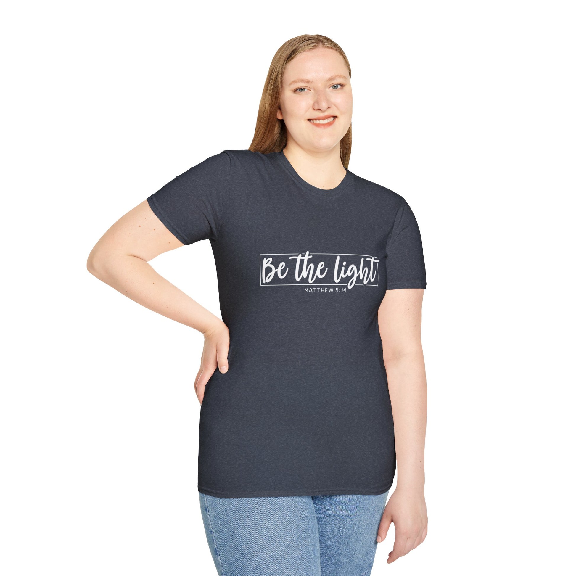 Be the Light Womens Relaxed/Plus Tshirt (White Logo) - Sweet Baby Jeez Teez