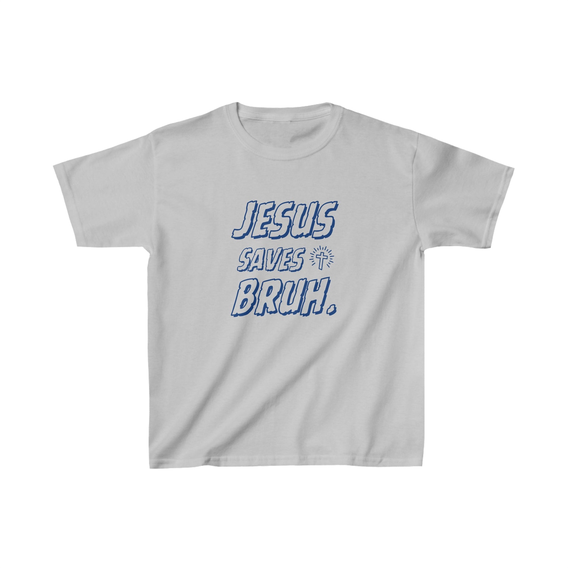Jesus Saves Bruh Boys Tshirt (Navy Blue Logo) - Sweet Baby Jeez Teez