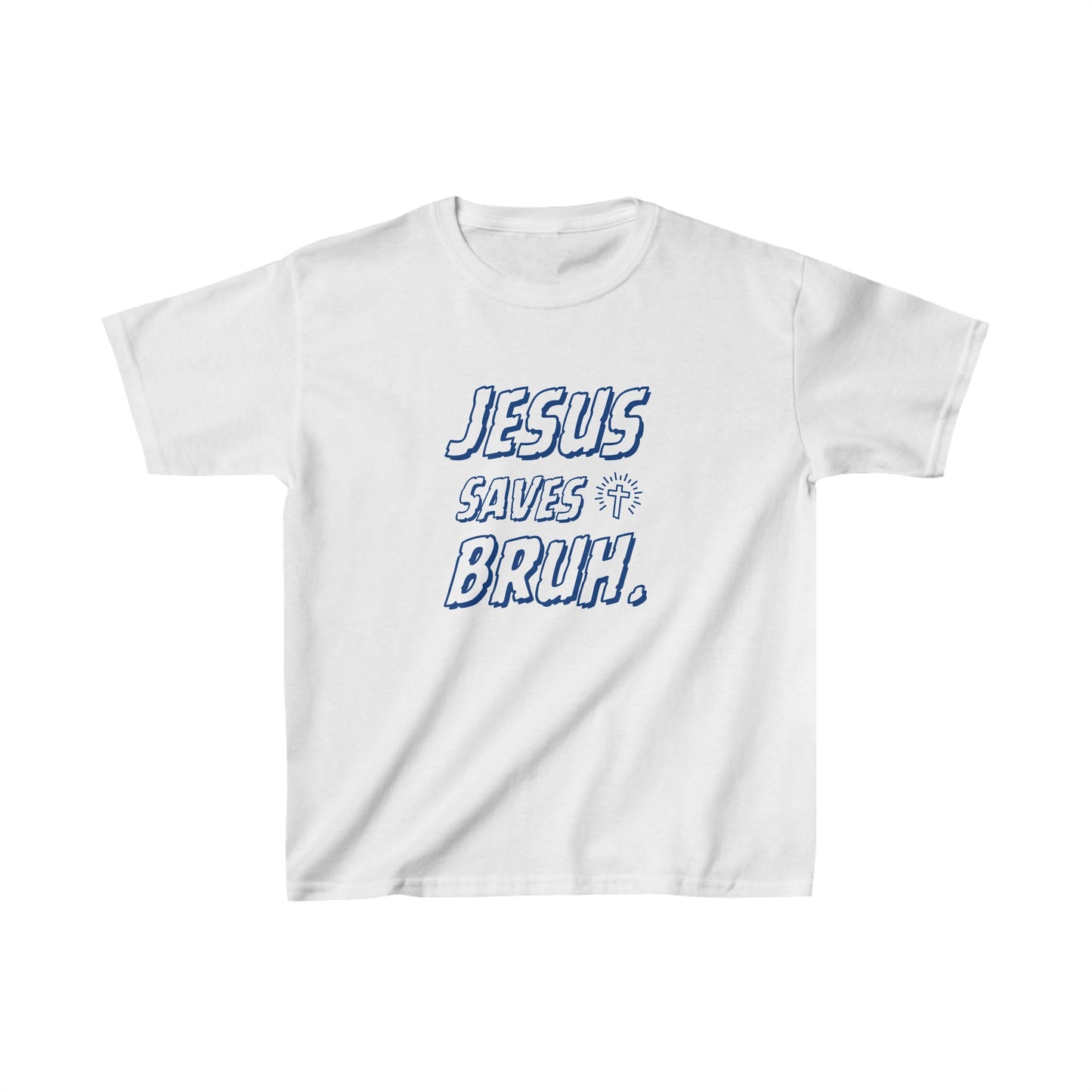 Jesus Saves Bruh Boys Tshirt (Navy Blue Logo) - Sweet Baby Jeez Teez