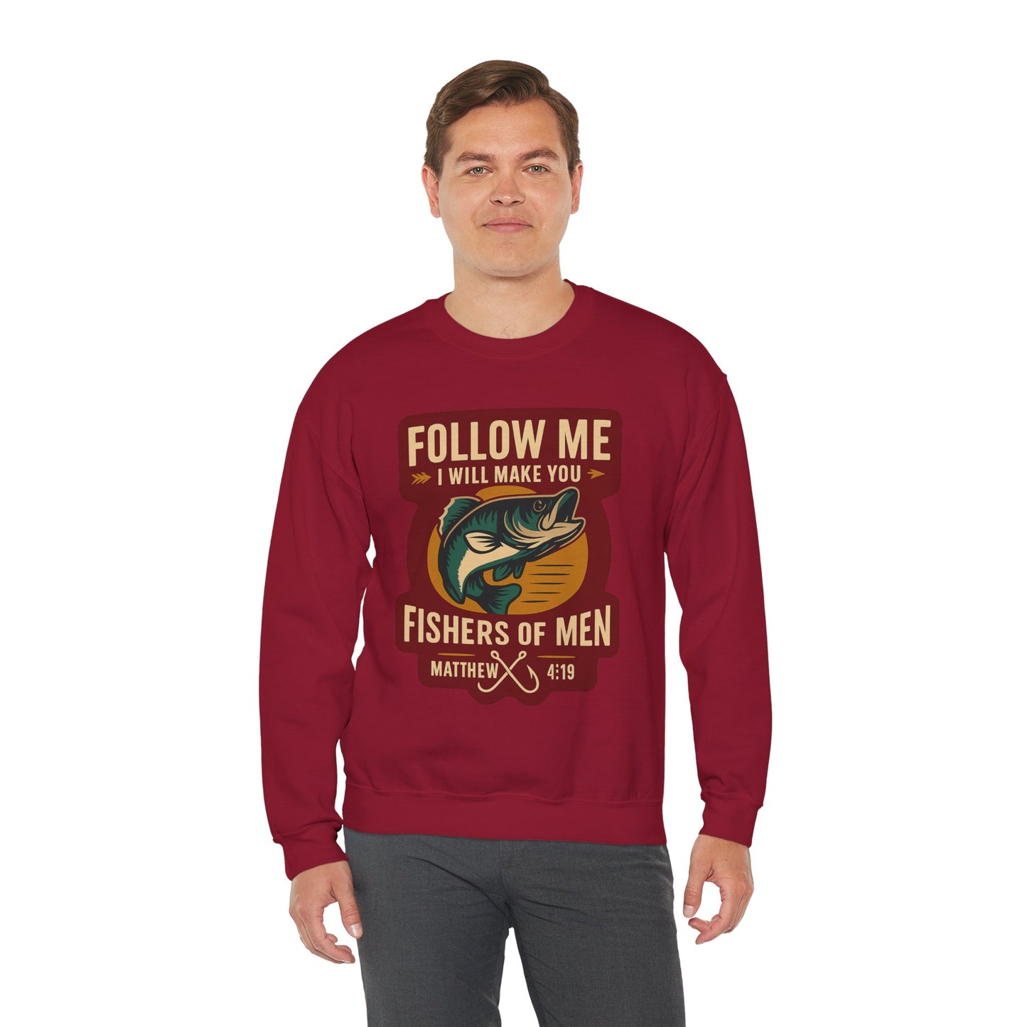 "Follow Me" Fisherman Bible Verse Crewneck Sweatshirt