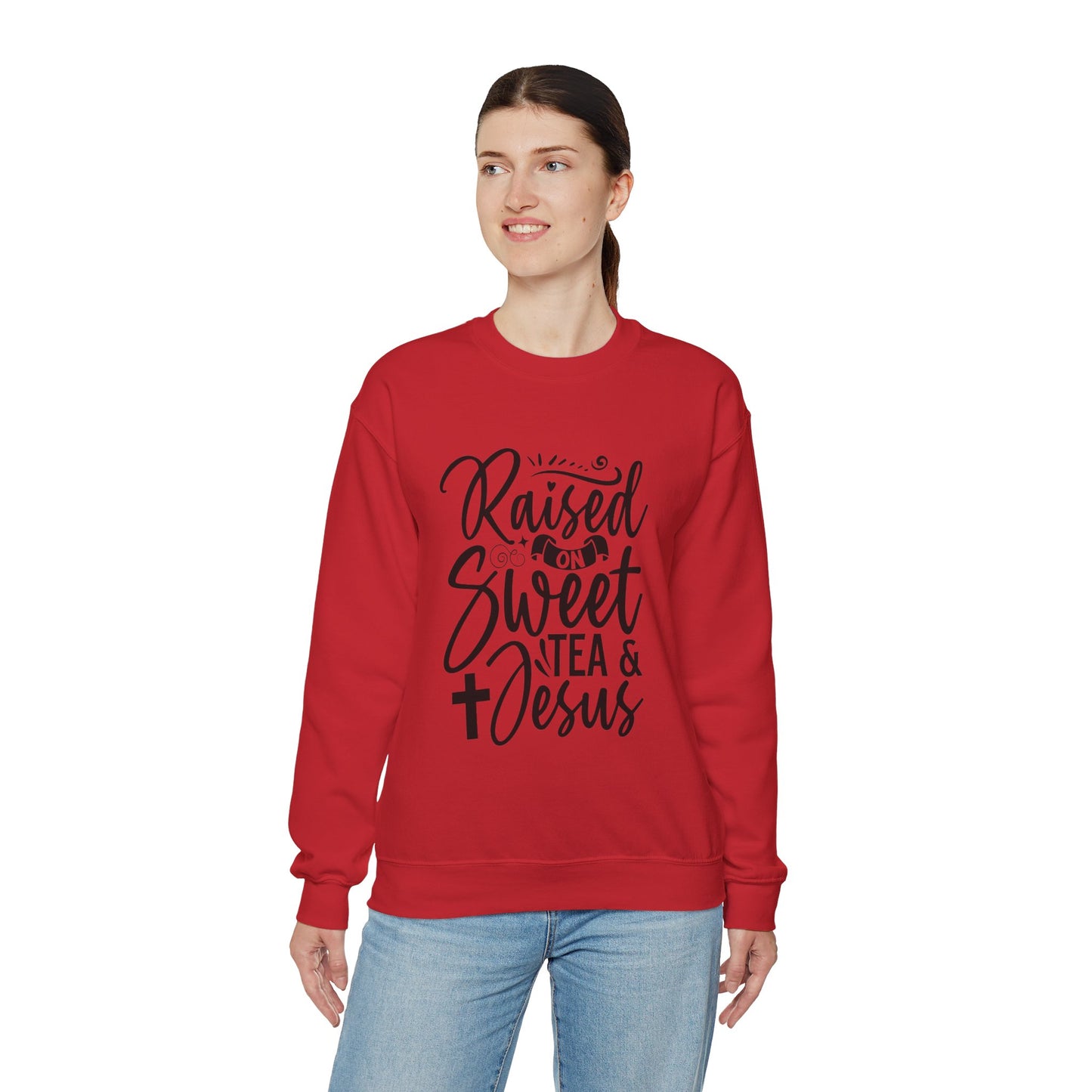 Sweet Tea and Jesus Women's Relaxed Sweatshirt (Black Logo) - Sweet Baby Jeez Teez