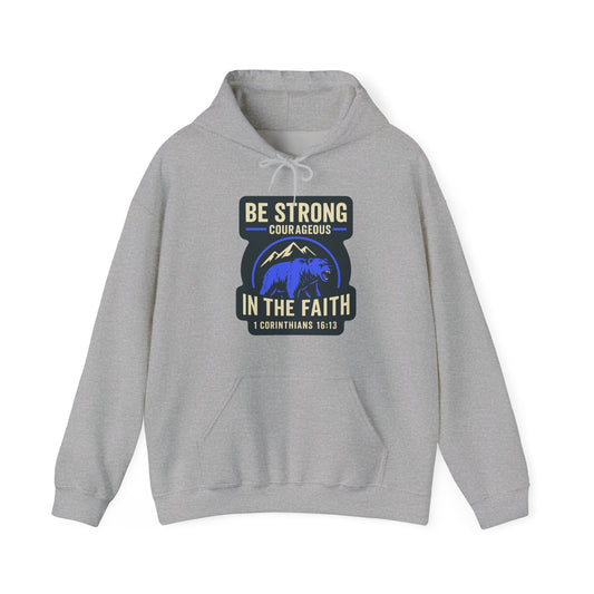 "Be Strong and Courageous" Bear Bible Verse Sweatshirt