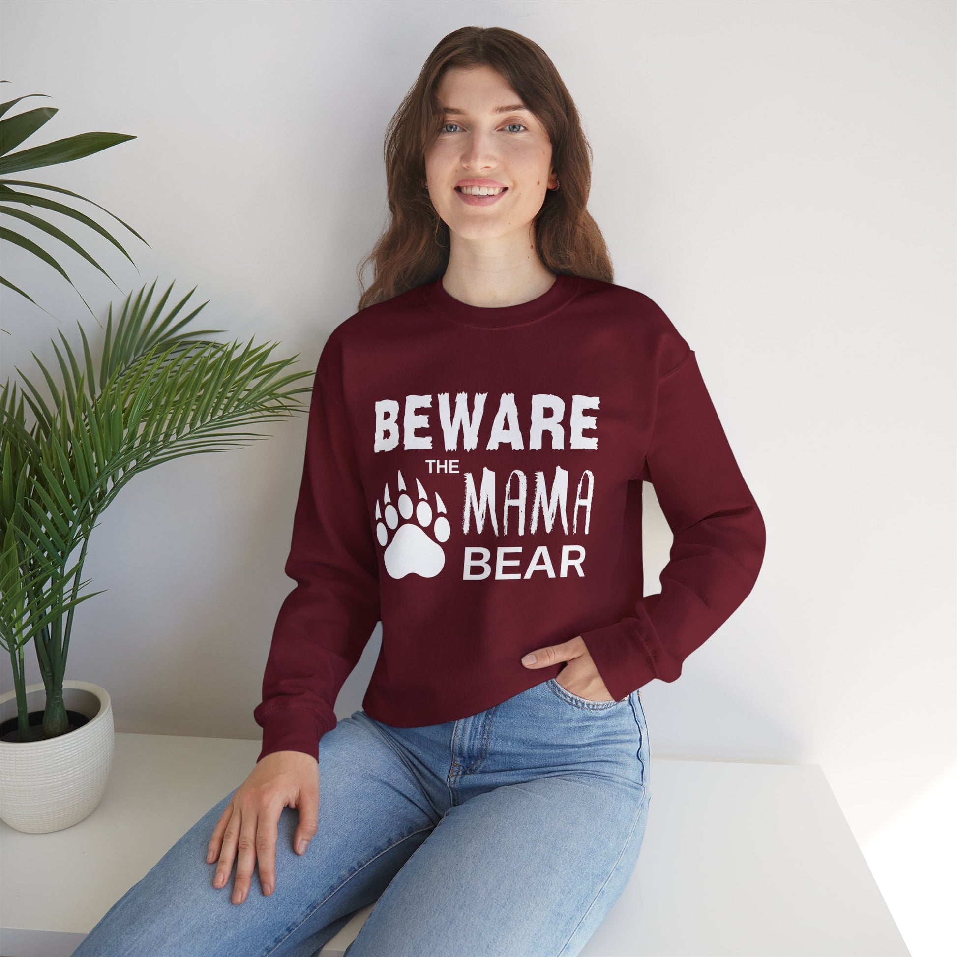 Mama Bear Women's Relaxed Sweatshirt (White Logo) - Sweet Baby Jeez Teez