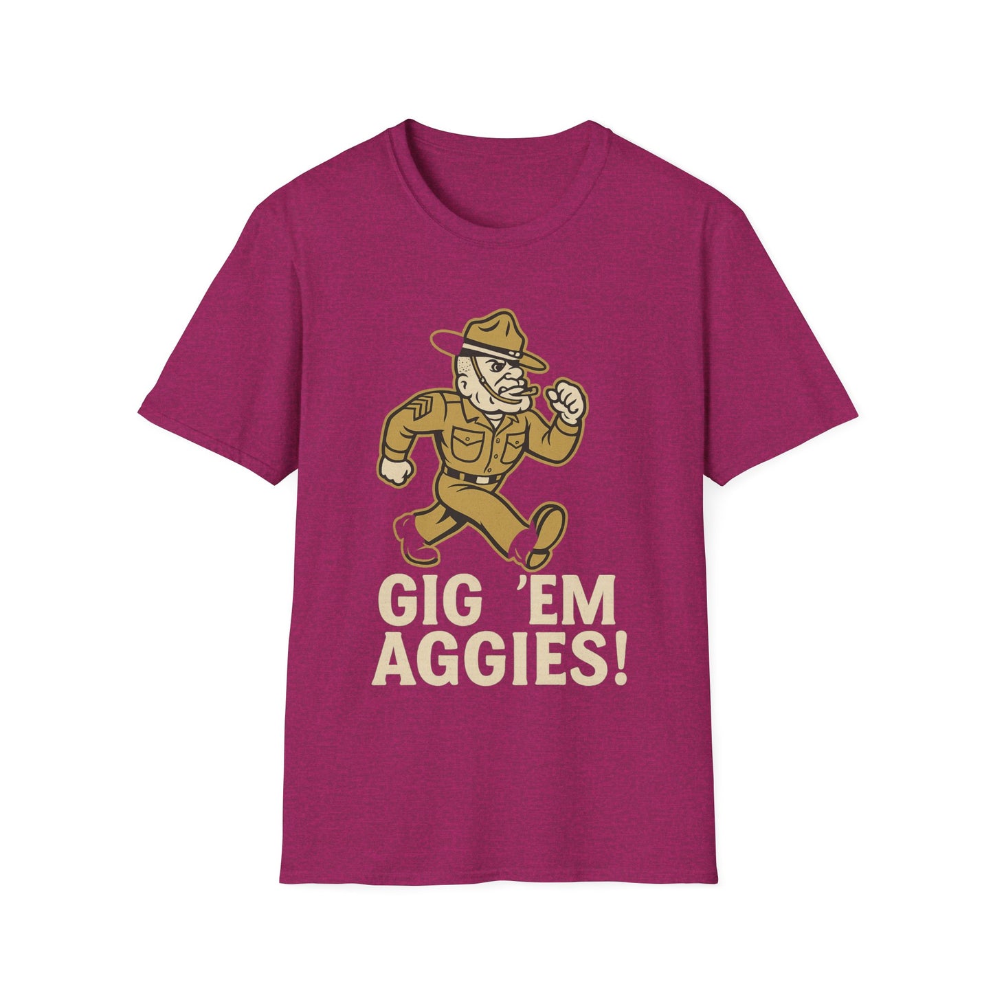 Gig 'Em Aggies Old Sarge Unisex Softstyle T-Shirt (Gold Logo) - Sweet Baby Jeez Teez