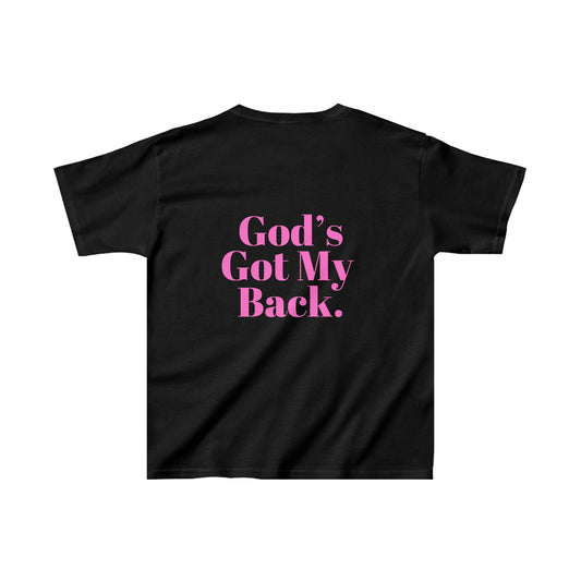 Gods Got My Back Girls Tshirt (Pink Logo) - Sweet Baby Jeez Teez