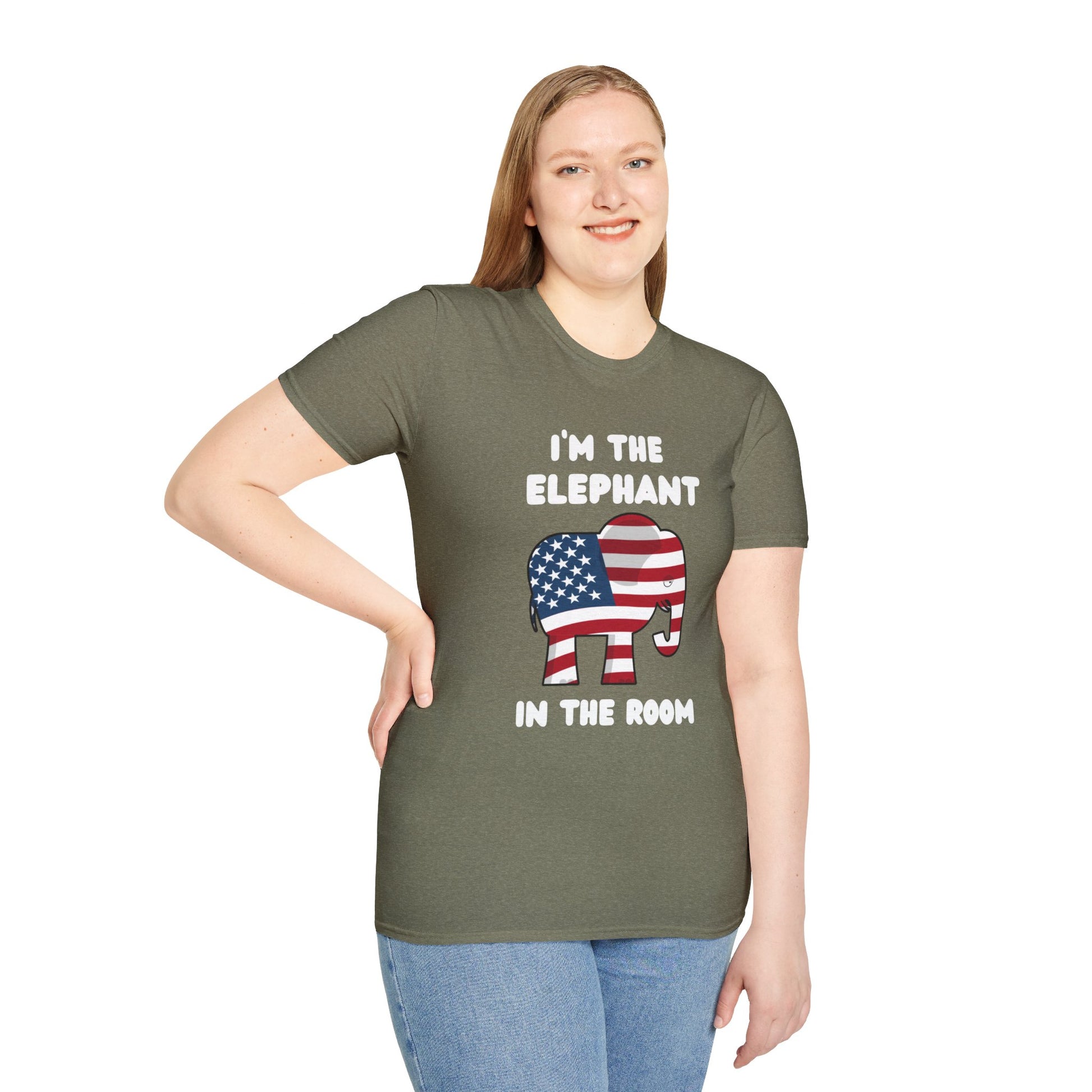 Elephant in Room Cartoon Women's Relaxed/Plus Tshirt (White Logo, Red & Gray Tshirts) - Sweet Baby Jeez Teez