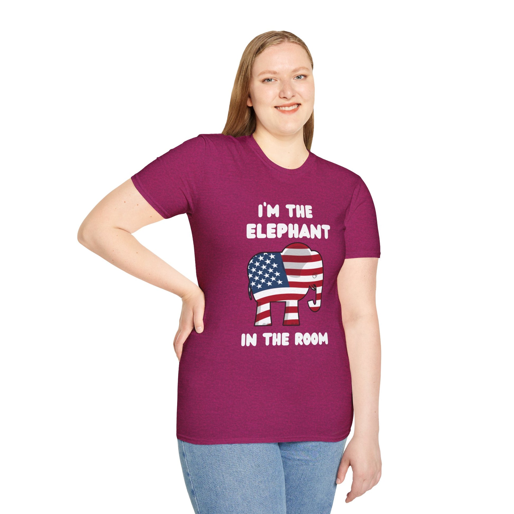 Elephant in Room Cartoon Women's Relaxed/Plus Tshirt (White Logo) - Sweet Baby Jeez Teez