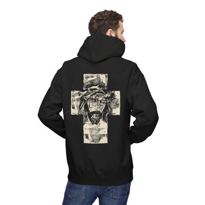 Christ Portrait on Cross Modern Logo Men's Hoodie