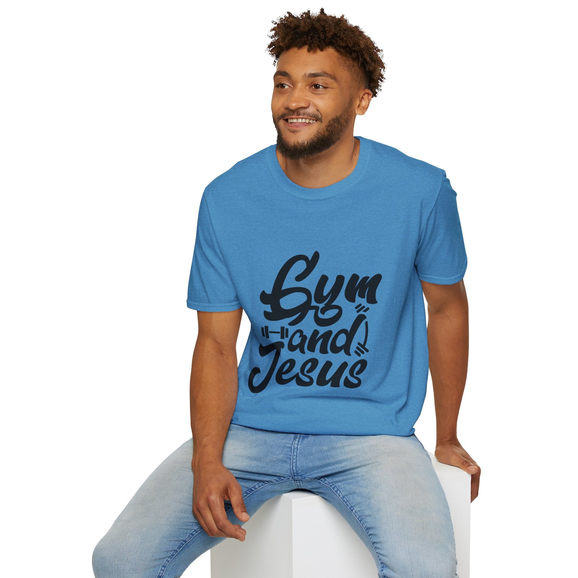 Gym and Jesus Men's Tshirt (Black Logo) - Sweet Baby Jeez Teez