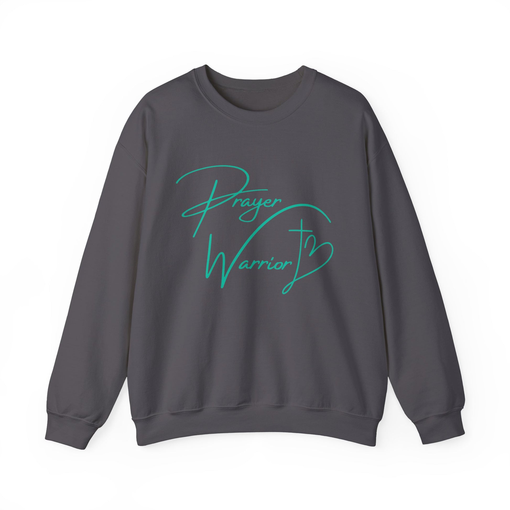Prayer Warrior Cross Heart Women's Sweatshirt (Teal Logo) - Sweet Baby Jeez Teez